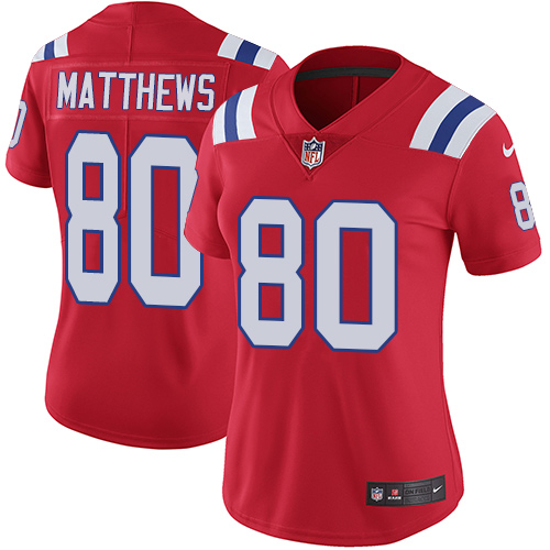 Nike Patriots #80 Jordan Matthews Red Alternate Women's Stitched NFL Vapor Untouchable Limited Jersey